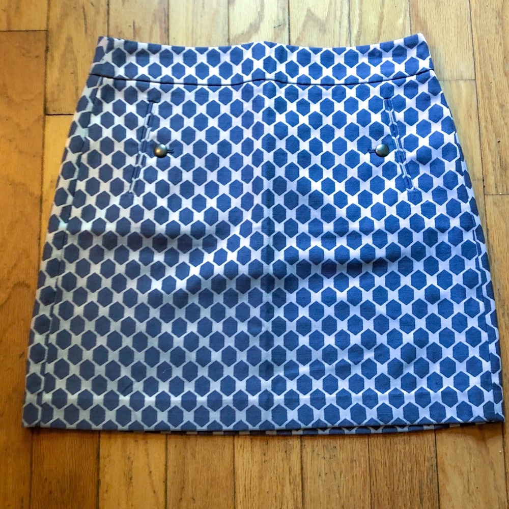 Ann Taylor Loft Blue Geometric Design Skirt